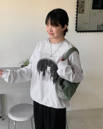 Yoniko Cat Printed Sweatshirt